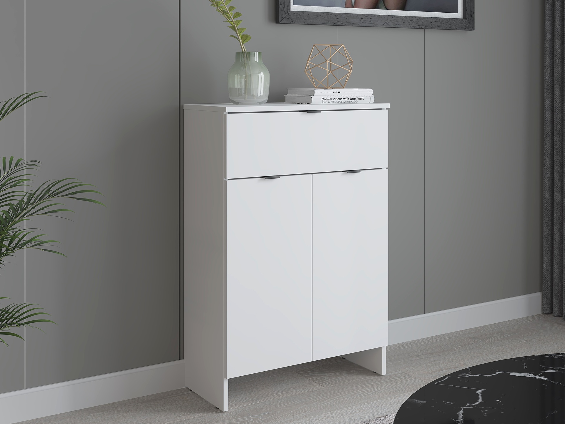 Komoda z 2 drzwiami i szufladą, 60cm, biała, Kolekcja MEGA