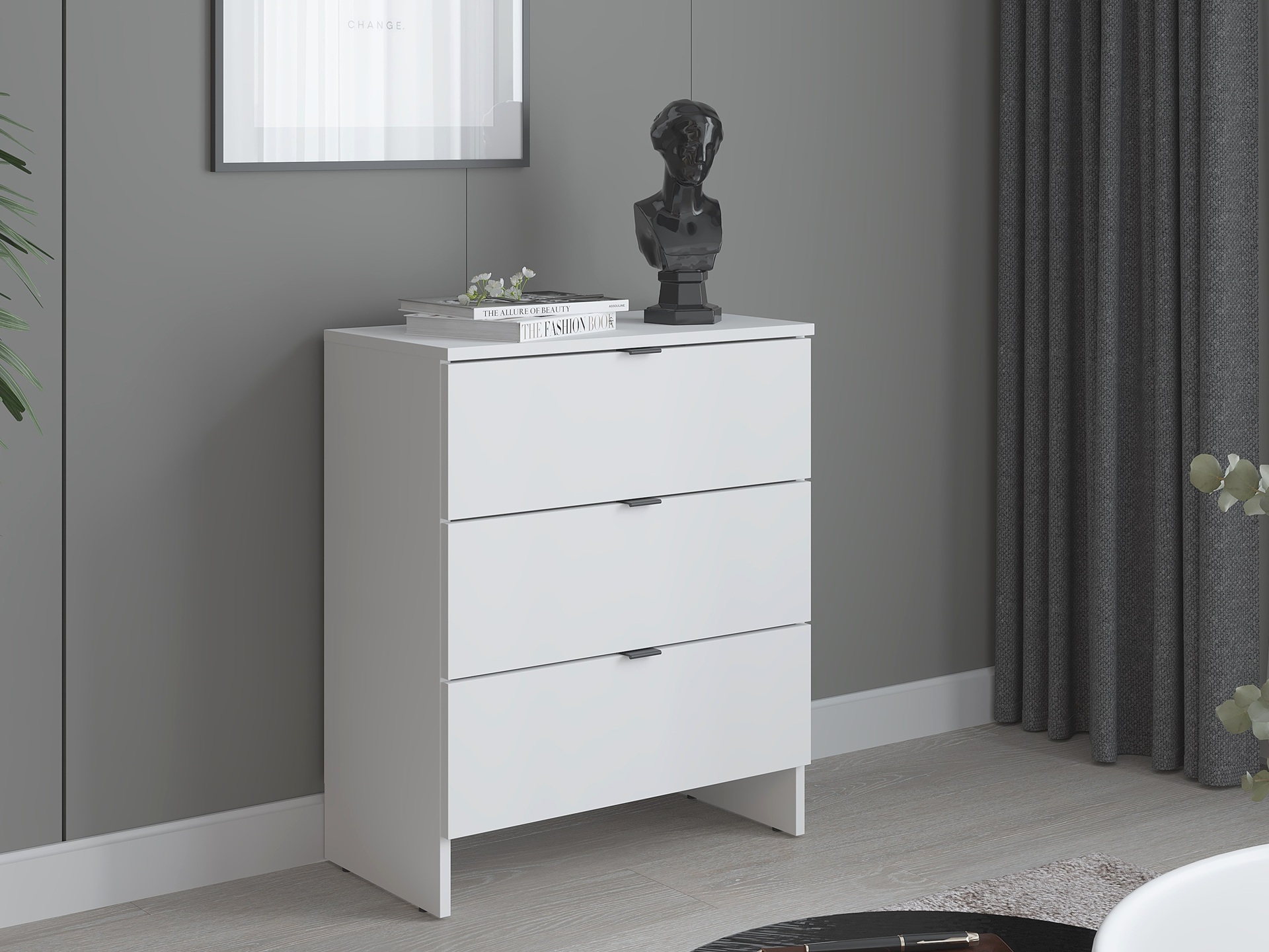Komoda z 3 szufladami, 60cm, biała, Kolekcja MEGA
