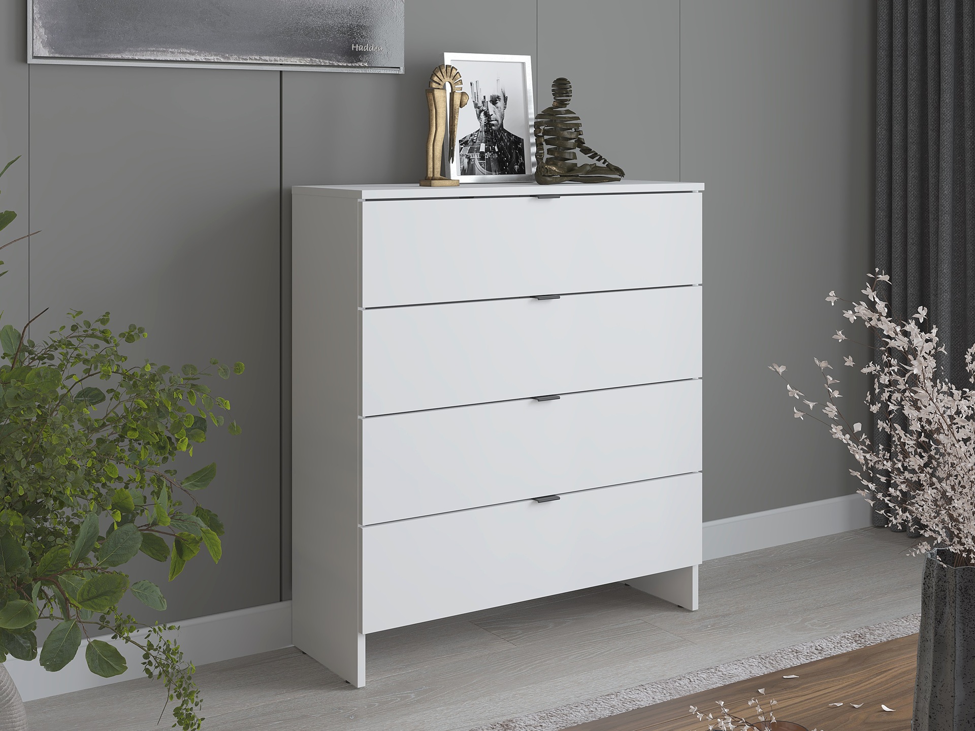 Komoda z 4 szufladami, 80cm, biała, Kolekcja MEGA