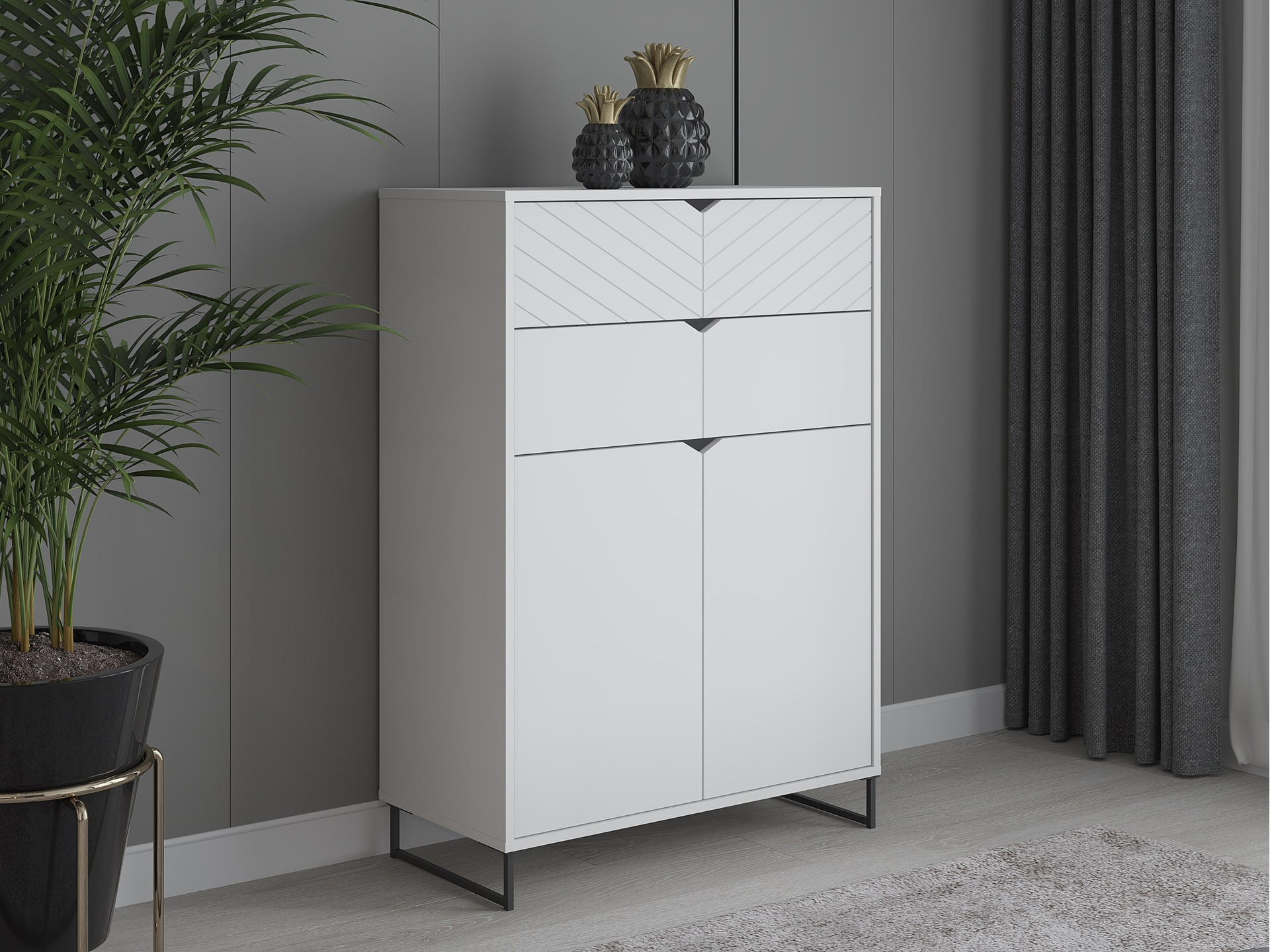 Komoda z 2 drzwiami i 2 szufladami, 80cm, biała, kolekcja ESTILO