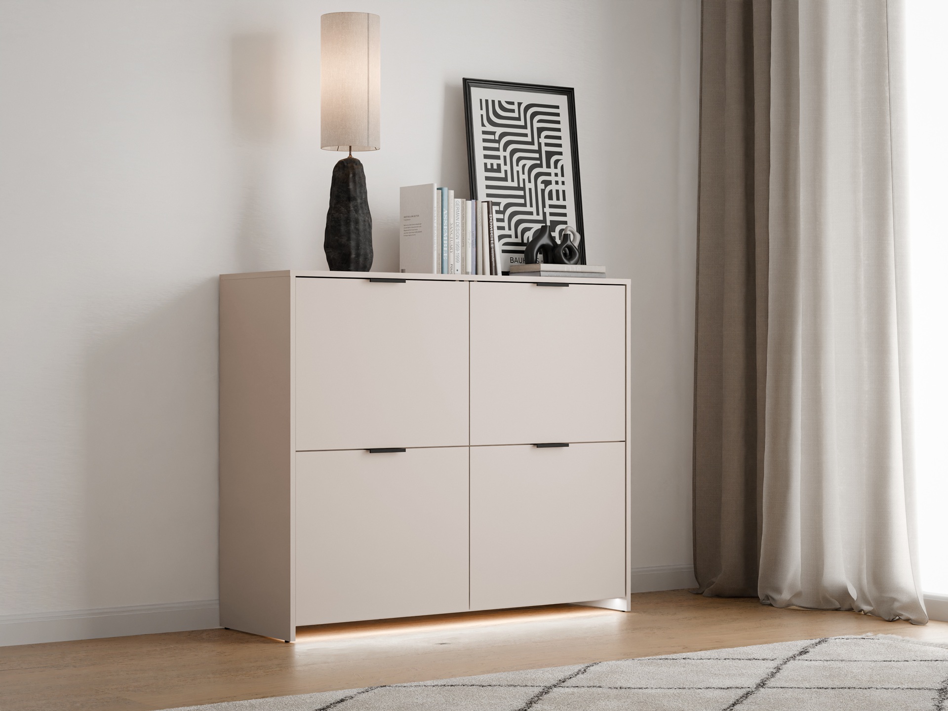 Komoda z 4 drzwiami, 120cm, kaszmir, kolekcja COMPRE