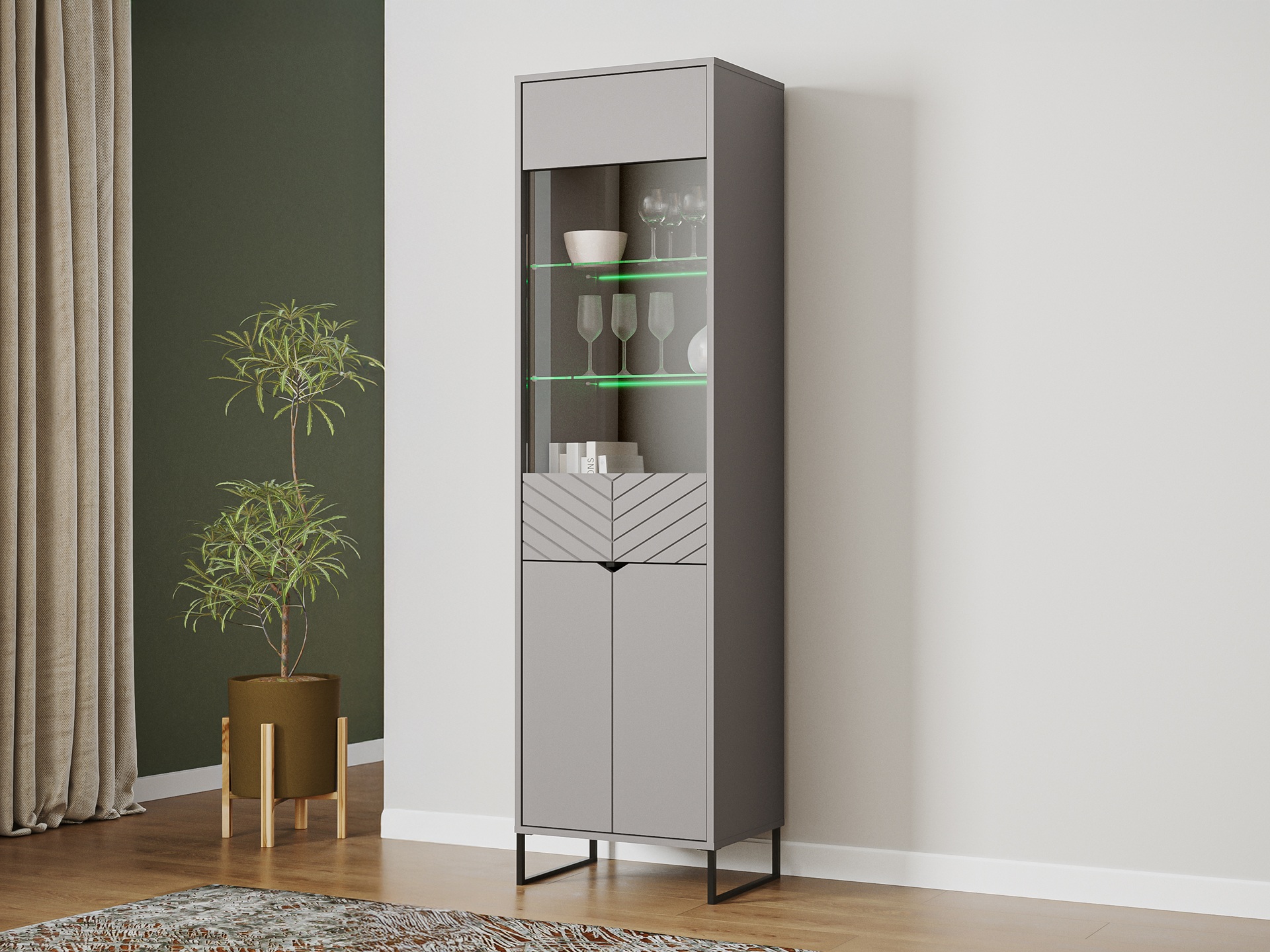 Witryna stojąca z 2 drzwiami, 50cm, szara, kolekcja ESTILO