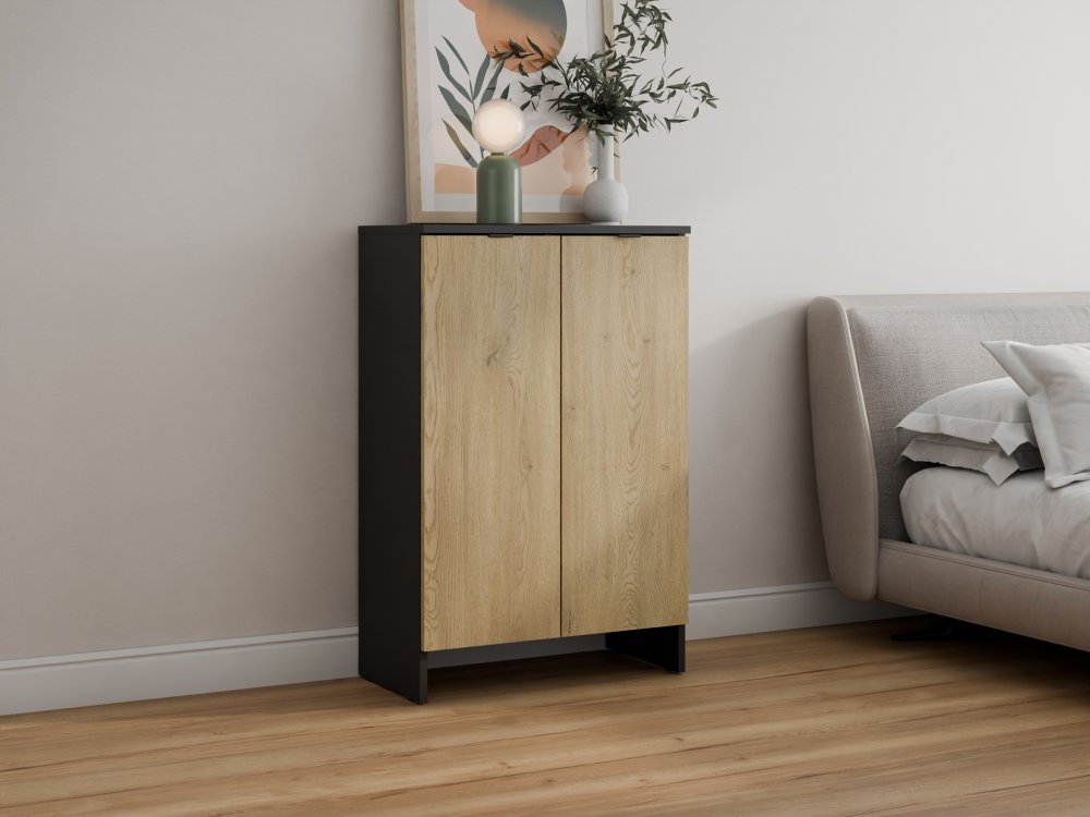 Komoda z 2 drzwiami, 60cm, czarna dąb cremona, Kolekcja MEGA