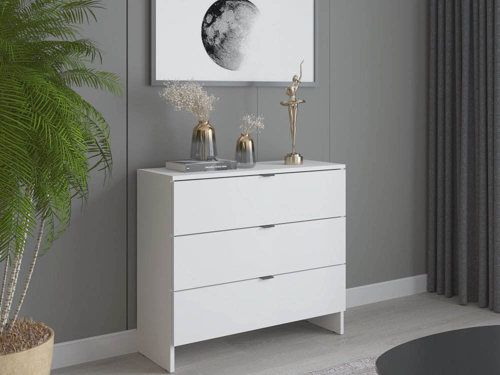 Komoda z 3 szufladami, 80cm, biała, Kolekcja MEGA