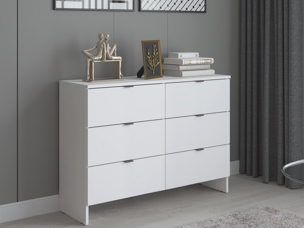 Komoda z 6 szufladami, 100cm, biała, Kolekcja MEGA