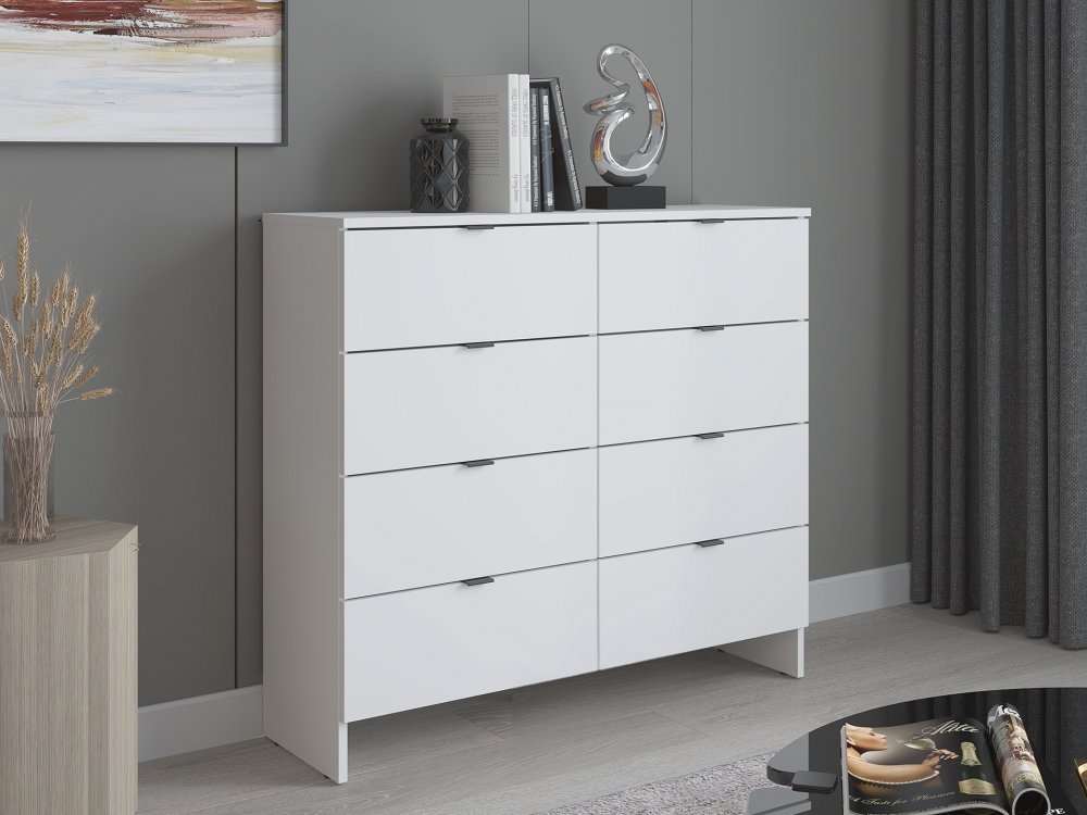 Komoda z 8 szufladami, 100cm, biała, Kolekcja MEGA