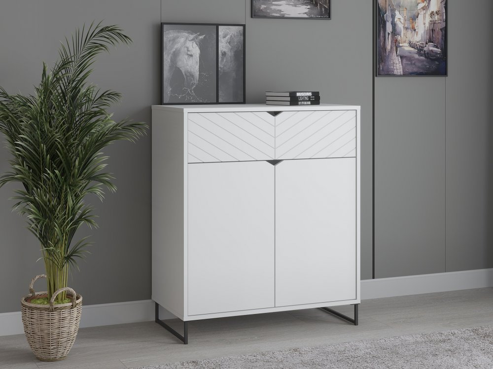Komoda z 2 drzwiami i szufladą, 80cm, biała, kolekcja ESTILO