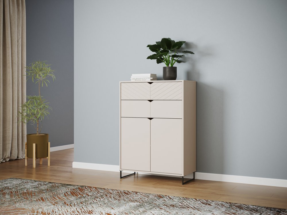 Komoda z 2 drzwiami i 2 szufladami, 80cm, kaszmir, kolekcja ESTILO