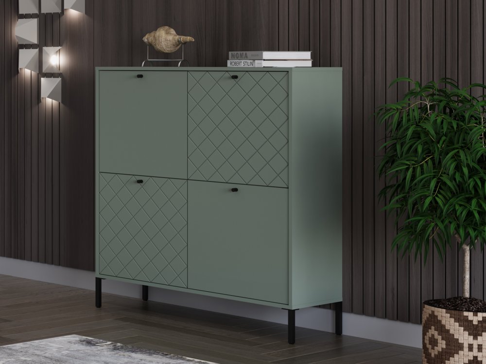 Komoda z 4 drzwiami, 104cm, zielona, kolekcja DIAMANTE