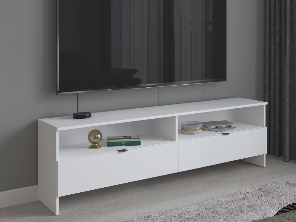 Szafka RTV z 2 szufladami, 160cm, biała, Kolekcja MEGA